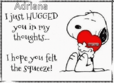 A Picture Of Snoopy Holding A Heart That Says Adriana GIF