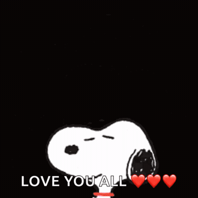 A Picture Of Snoopy With The Words Thanks Love You All GIF