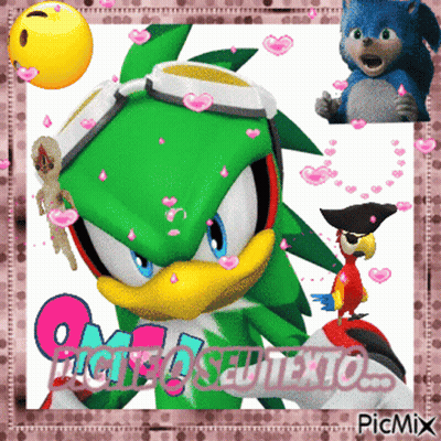 A Picture Of Sonic The Hedgehog And A Picture Of A Parrot With The Words Picmix At The Bottom GIF