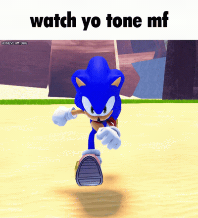 A Picture Of Sonic The Hedgehog With The Words Watch Yo Tone Mf On The Bottom GIF