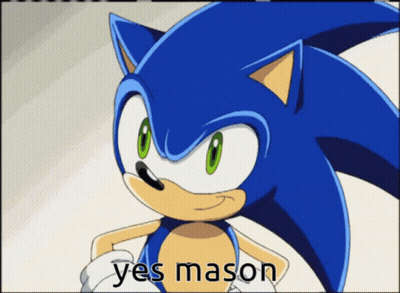 A Picture Of Sonic The Hedgehog With The Words Yes Mason Above Him GIF
