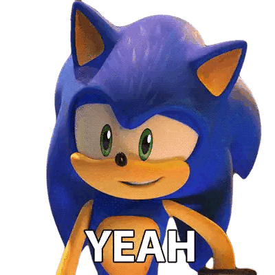 A Picture Of Sonic The Hedgehog With Yeah Written On It Sticker