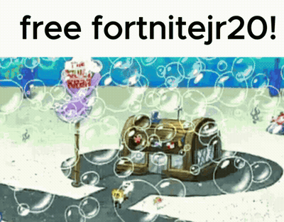 A Picture Of Spongebob Squarepants With The Words Free Fortnitejr201 GIF