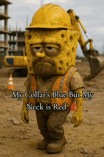 A Picture Of Spongebob Wearing A Hard Hat And Safety Vest GIF