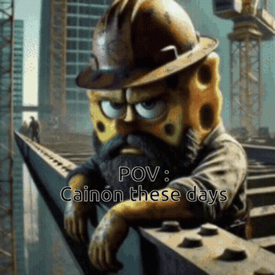 A Picture Of Spongebob Wearing A Hard Hat With The Caption Pov : Cain On These Days GIF