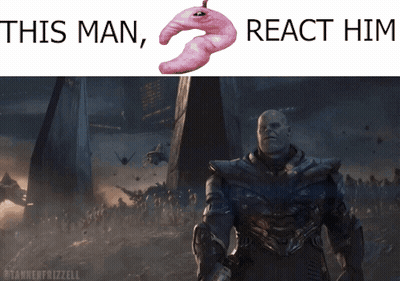 A Picture Of Thanos With The Words This Man React Him Above Him GIF