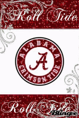 A Picture Of The Alabama Crimson Tide Logo On A Red And White Background GIF
