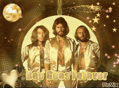 A Picture Of The Bee Gees With The Words Bee Gees Forever GIF