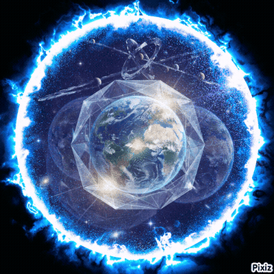 A Picture Of The Earth In A Blue Circle With Pixiz Written On The Bottom Right GIF