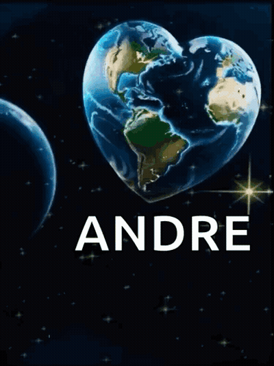 A Picture Of The Earth In The Shape Of A Heart With The Name Andre GIF