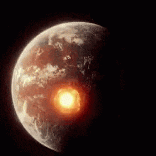 A Picture Of The Earth With A Nuclear Explosion In The Middle GIF