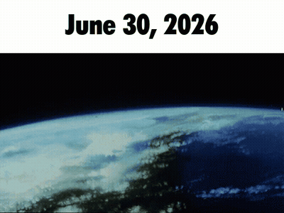 A Picture Of The Earth With The Date June 30, 2026 GIF