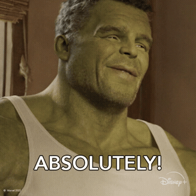 A Picture Of The Hulk With The Words " Absolutely " On The Bottom GIF