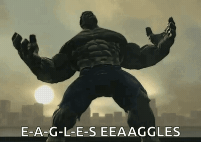 A Picture Of The Hulk With The Words E-A-G-L-E-S Eeaaggles Written Below Him GIF