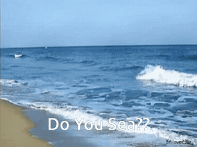 A Picture Of The Ocean With The Words " Do You Sea " Below It GIF