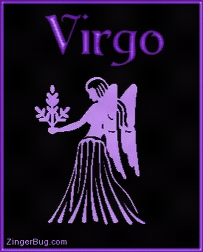 A Picture Of The Virgo Zodiac Sign With A Purple Background GIF