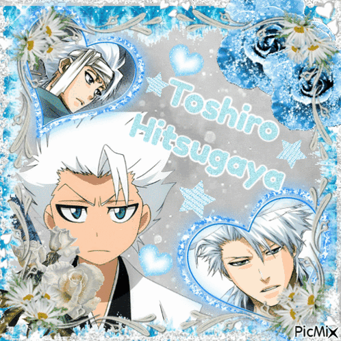 A Picture Of Toshiro Hitsugaya Surrounded By Flowers GIF
