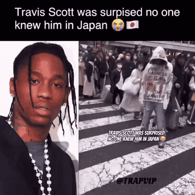A Picture Of Travis Scott Next To A Picture Of A Crowd GIF