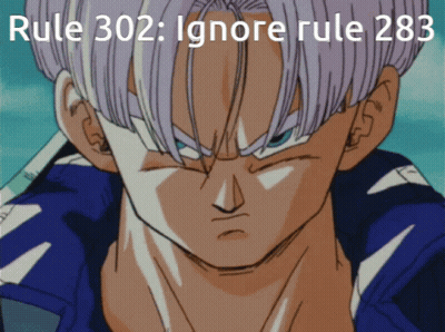 A Picture Of Trunks From Dragon Ball Z With Rule 302 Written Above Him GIF