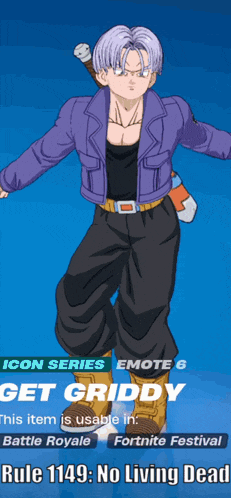 A Picture Of Trunks From Dragon Ball Z With The Words Get Griddy GIF