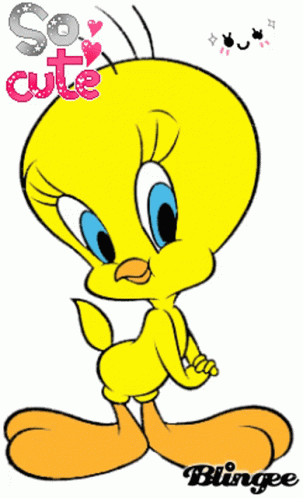 A Picture Of Tweety With The Words So Cute Blingee GIF