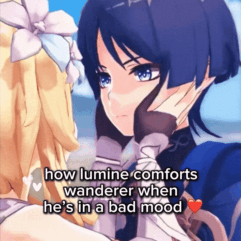 Anime Characters How Lumine Comforts Wandering GIF