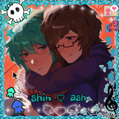A Picture Of Two Anime Characters With The Name Shin Ash GIF