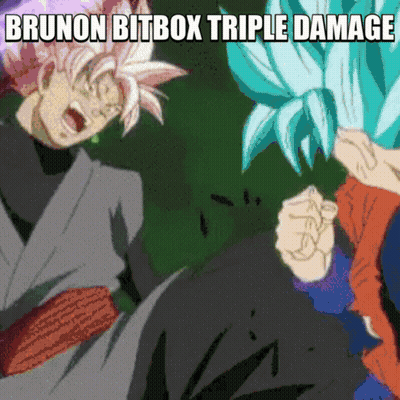 A Picture Of Two Anime Characters With The Words Brunon Bitbox Triple Damage On The Bottom GIF