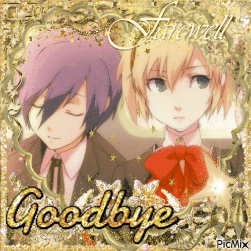 A Picture Of Two Anime Characters With The Words Goodbye In The Corner GIF