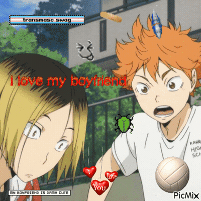 A Picture Of Two Anime Characters With The Words I Love My Boyfriend On It GIF