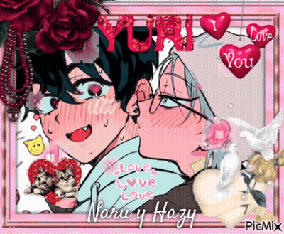 A Picture Of Two Anime Characters With The Words I Love You GIF