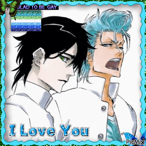 A Picture Of Two Anime Characters With The Words I Love You On It GIF