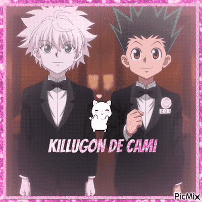 A Picture Of Two Anime Characters With The Words Killugon De Cami On The Bottom GIF
