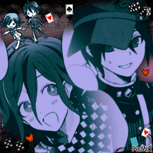 A Picture Of Two Anime Characters With The Words Picmix In The Bottom Right Corner GIF