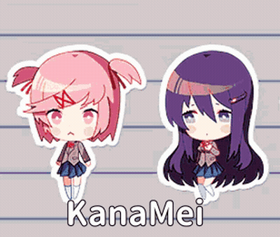 A Picture Of Two Anime Girls With The Name Kanamei On The Bottom GIF