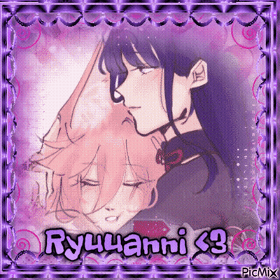 A Picture Of Two Anime Girls With The Name Ryuuanni X3 On The Bottom GIF