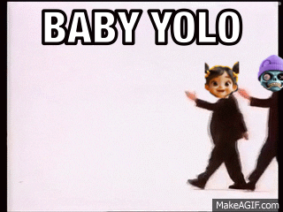 A Picture Of Two Cartoon Characters With The Words Baby Yolo Below Them GIF