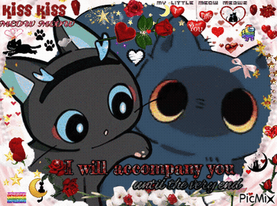A Picture Of Two Cats That Says Kiss Kiss GIF