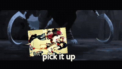 A Picture Of Two Girls With The Words " Pick It Up " Below It GIF