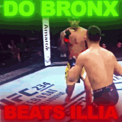 A Picture Of Two Men Fighting With The Words Do Bronx Beats Illia Below Them GIF