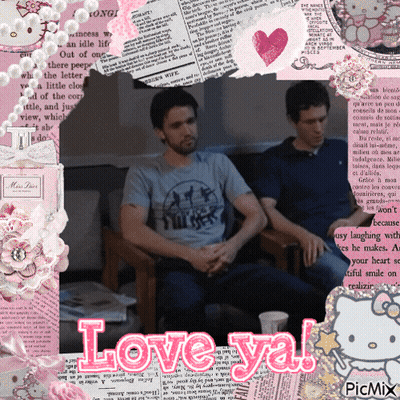 A Picture Of Two Men Sitting In Chairs With The Words Love Ya GIF