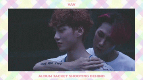 A Picture Of Two Men With The Words " Album Jacket Shooting Behind " On The Bottom GIF