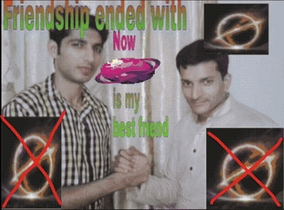 A Picture Of Two Men With The Words Friendship Ended With Now GIF