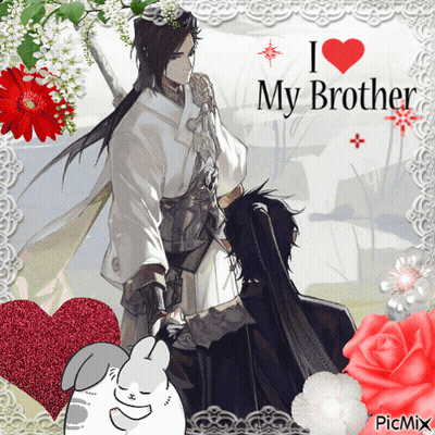 A Picture Of Two Men With The Words " I Love My Brother " GIF