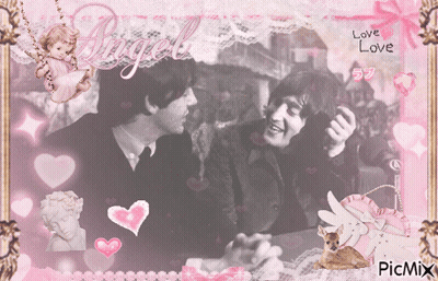 A Picture Of Two Men With The Words Love Love Written On It GIF