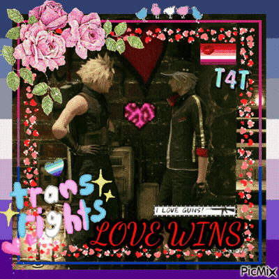 A Picture Of Two Men With The Words Love Wins On The Bottom GIF