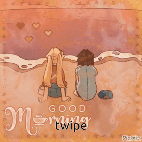 A Picture Of Two People On A Beach With The Words Good Morning Wipe GIF