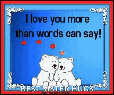 A Picture Of Two Polar Bears Hugging Each Other With The Words `` I Love You More Than Words Can Say '' . GIF
