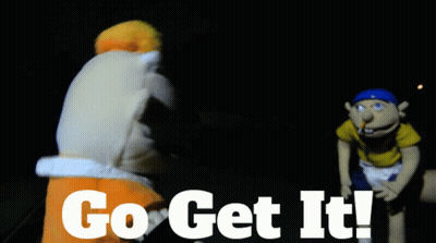 A Picture Of Two Puppets With The Words Go Get It GIF