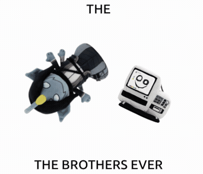 A Picture Of Two Stuffed Animals With The Words " The Brothers Ever " Underneath Them GIF